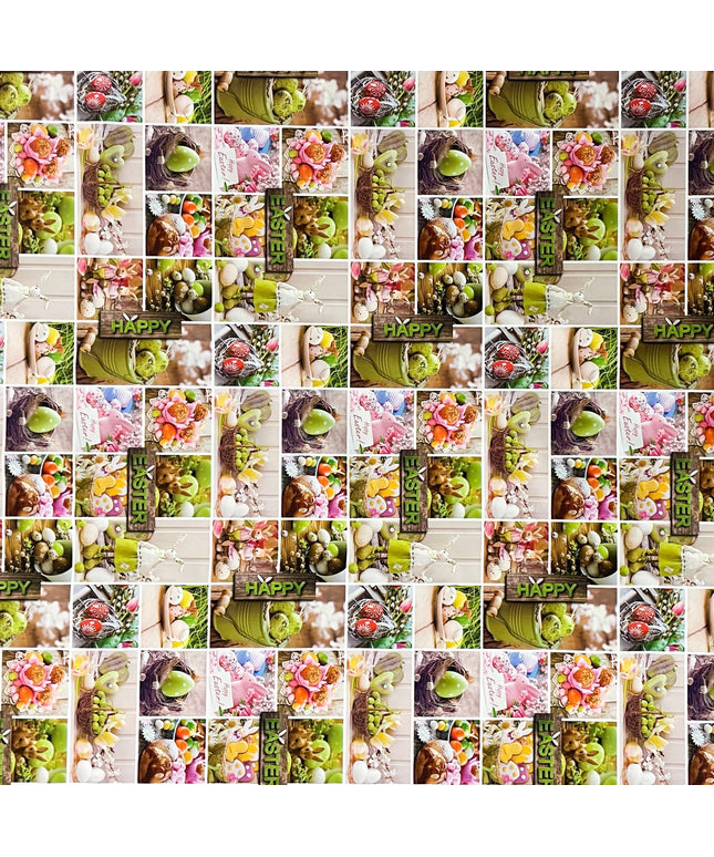 Wachstuch Tischdecke Meterware P1091-1 HAPPY EASTER Ostern - Größe & Form & Einfassung wählbar