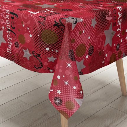 Wachstuch Tischdecke P1094-3 rot Silvester Party Neujahr Karneval Fasching eckig rund oval