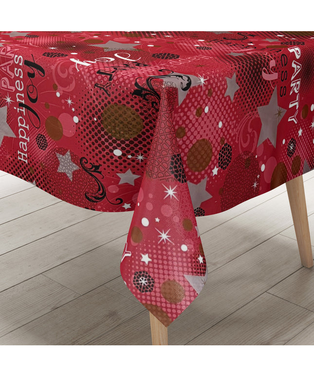 Wachstuch Tischdecke P1094-3 rot Silvester Party Neujahr Karneval Fasching eckig rund oval