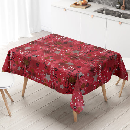 Wachstuch Tischdecke P1094-3 rot Silvester Party Neujahr Karneval Fasching eckig rund oval