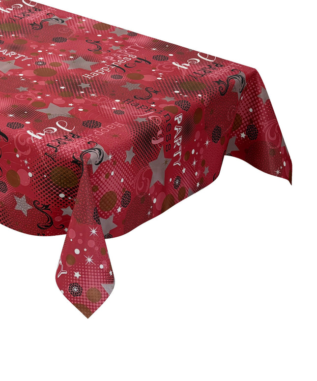 Wachstuch Tischdecke P1094-3 rot Silvester Party Neujahr Karneval Fasching eckig rund oval
