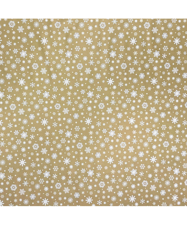 Wachstuch Tischdecke geprägt Weihnachten P1096-1 Schneeflocken auf gold - Größe, Form und Einfassung frei wählbar
