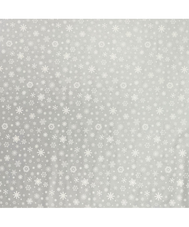 Wachstuch Tischdecke geprägt Weihnachten P1096-2 Schneeflocken auf silber - Größe, Form und Einfassung frei wählbar