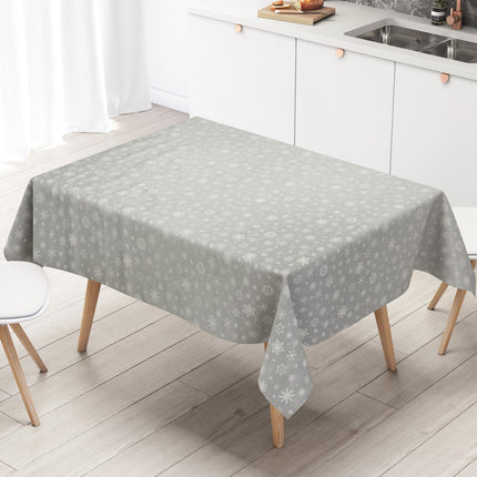 Wachstuch Tischdecke geprägt Weihnachten P1096-2 Schneeflocken auf silber eckig rund oval