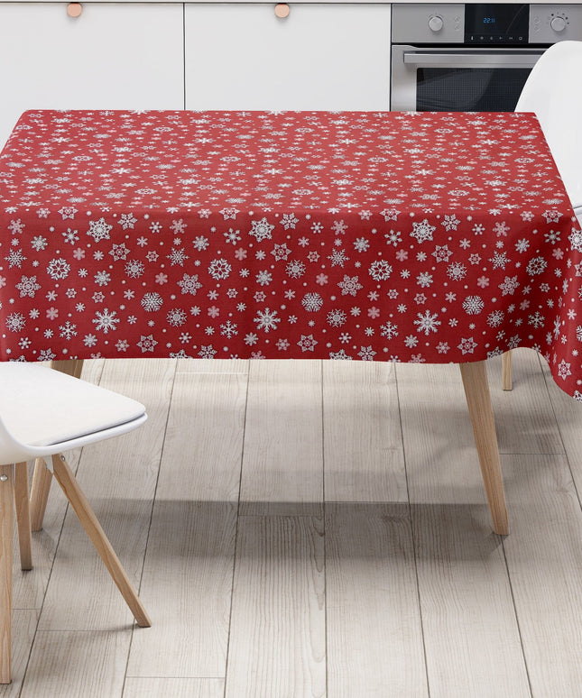 Wachstuch Rolle Weihnachten P1096-3 Schneeflocken Eisblumen rot geprägt Rollenware