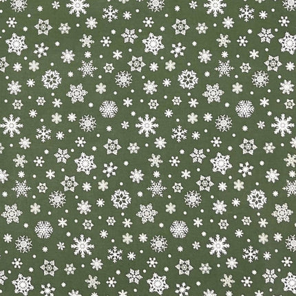 Wachstuch Rolle Weihnachten P1096-4 Schneeflocken Eisblumen grün geprägt Rollenware