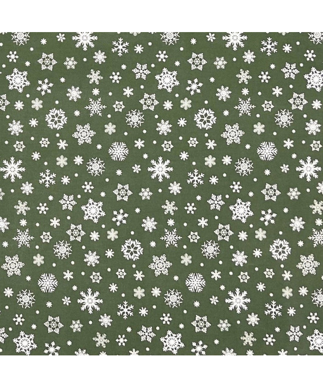 Wachstuch Rolle Weihnachten P1096-4 Schneeflocken Eisblumen grün geprägt Rollenware