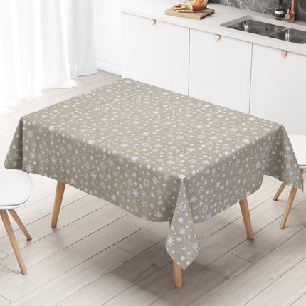 Wachstuch Rolle Weihnachten P1096-5 Schneeflocken Eisblumen beige geprägt Rollenware