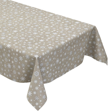 Wachstuch Rolle Weihnachten P1096-5 Schneeflocken Eisblumen beige geprägt Rollenware