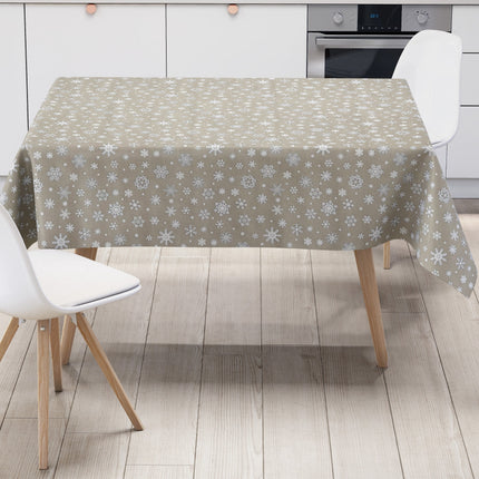 Wachstuch Rolle Weihnachten P1096-5 Schneeflocken Eisblumen beige geprägt Rollenware