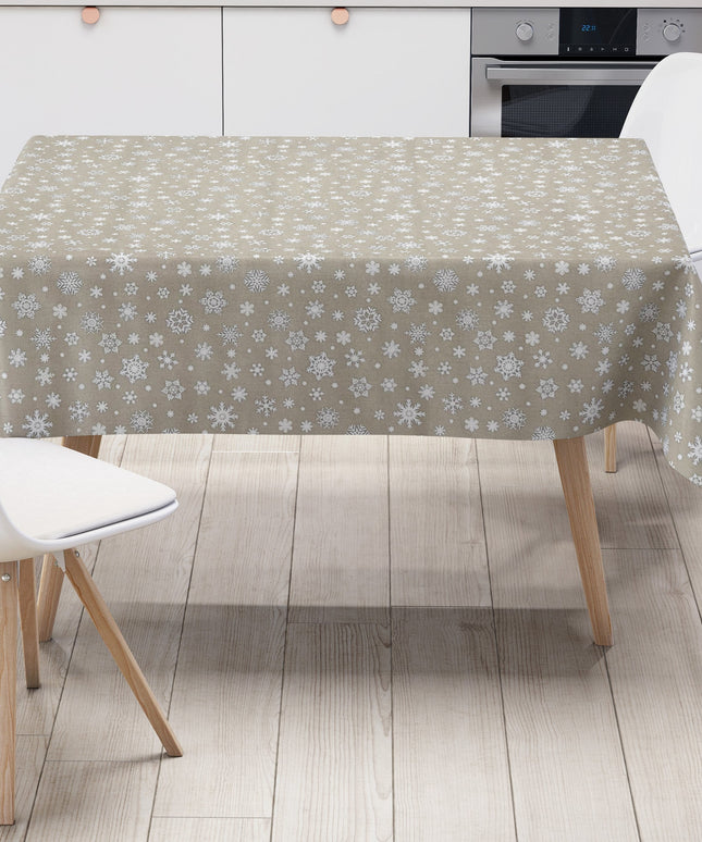 Wachstuch Rolle Weihnachten P1096-5 Schneeflocken Eisblumen beige geprägt Rollenware