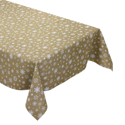 Wachstuch Rolle Weihnachten P1096-1 Schneeflocken Eisblumen gold geprägt Rollenware