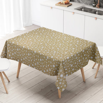 Wachstuch Rolle Weihnachten P1096-1 Schneeflocken Eisblumen gold geprägt Rollenware