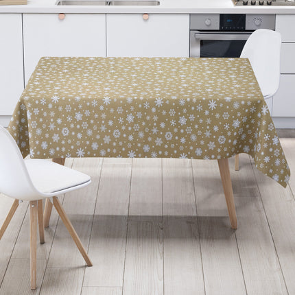 Wachstuch Rolle Weihnachten P1096-1 Schneeflocken Eisblumen gold geprägt Rollenware