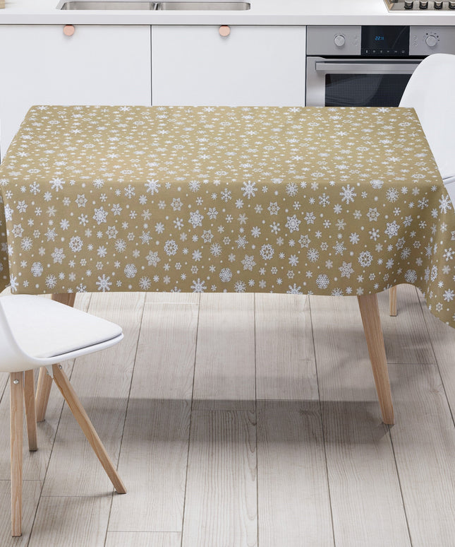 Wachstuch Rolle Weihnachten P1096-1 Schneeflocken Eisblumen gold geprägt Rollenware