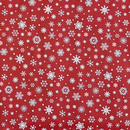 Wachstuch Rolle Weihnachten P1096-3 Schneeflocken Eisblumen rot geprägt Rollenware