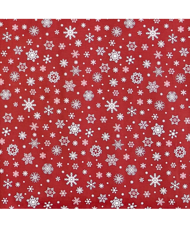 Wachstuch Rolle Weihnachten P1096-3 Schneeflocken Eisblumen rot geprägt Rollenware