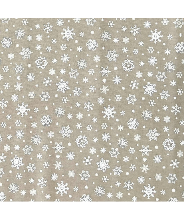 Wachstuch Rolle Weihnachten P1096-5 Schneeflocken Eisblumen beige geprägt Rollenware