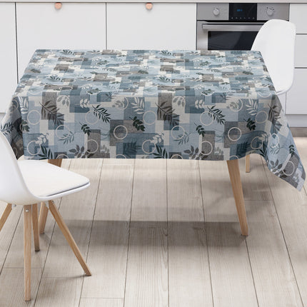 Wachstuch Tischdecke blau Blätter