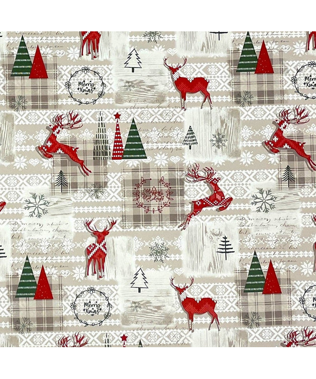 Wachstuch Rolle Weihnachten P1152-1 Skandinavien Rentier geprägt Rollenware