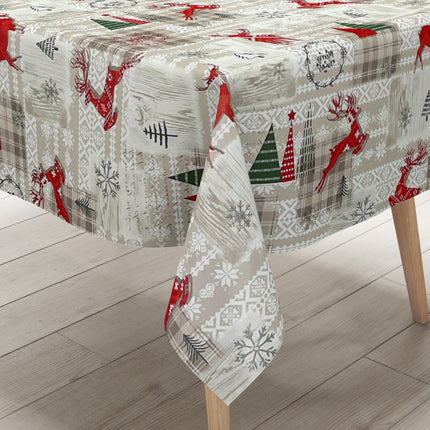 Wachstuch Rolle Weihnachten P1152-1 Skandinavien Rentier geprägt Rollenware
