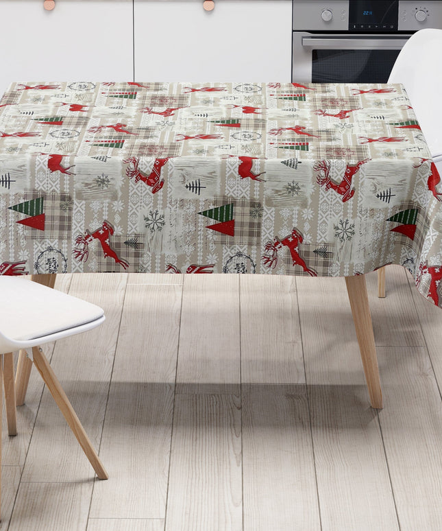 Wachstuch Rolle Weihnachten P1152-1 Skandinavien Rentier geprägt Rollenware