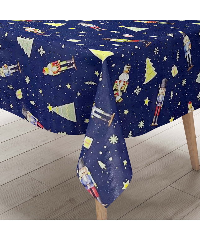 Wachstuch Tischdecke marineblau Nussknacker Weihanchten