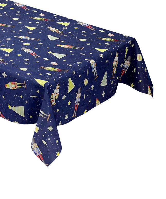 Wachstuch Tischdecke marineblau Nussknacker Weihanchten