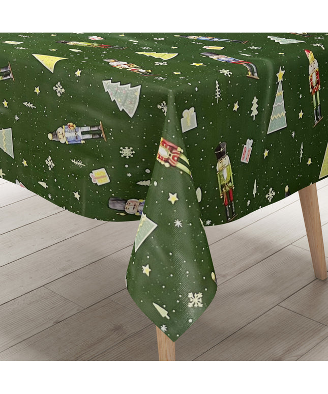 Wachstuch Tischdecke grün Weihnachten Nussknacker