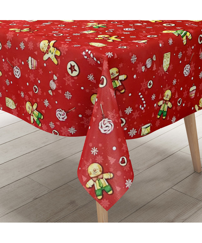 Wachstuch Tischdecke Lebkuchenmann rot