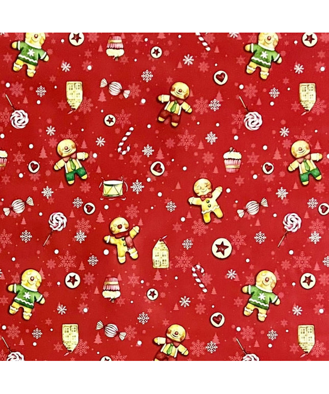 Wachstuch Rolle Weihnachten P1203-1 Lebkuchen rot Rollenware