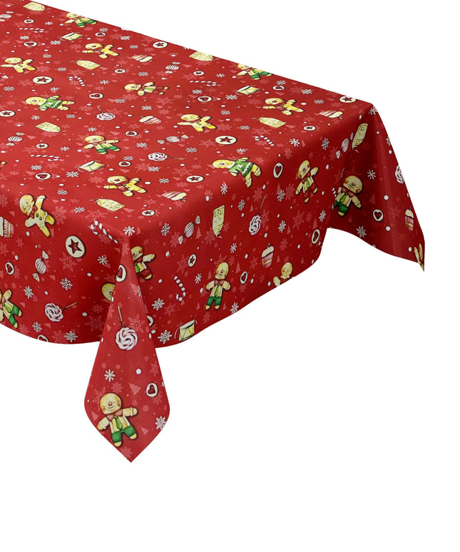 Wachstuch Tischdecke Lebkuchenmann rot