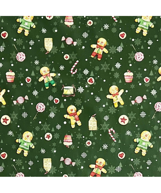 Wachstuch Rolle Weihnachten P1203-3 Lebkuchen grün Rollenware