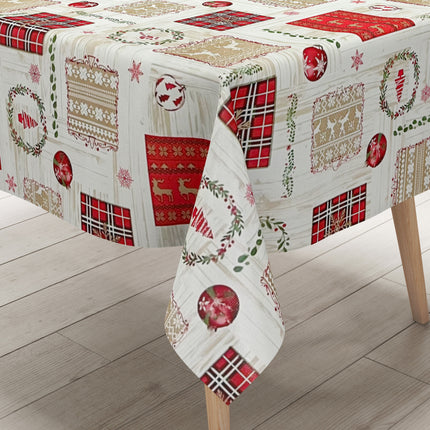 Wachstuch Rolle Weihnachten P1204-1 Rentier Skandinavien Holzoptik geprägt Rollenware