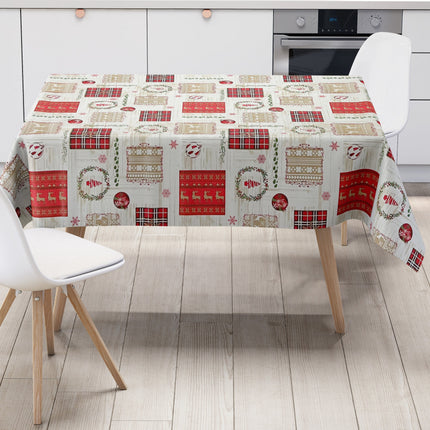 Wachstuch Rolle Weihnachten P1204-1 Rentier Skandinavien Holzoptik geprägt Rollenware