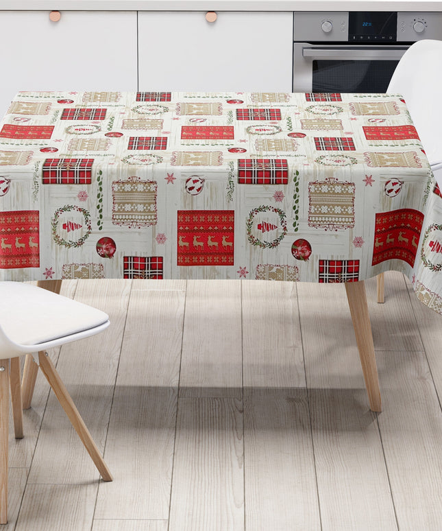 Wachstuch Rolle Weihnachten P1204-1 Rentier Skandinavien Holzoptik geprägt Rollenware