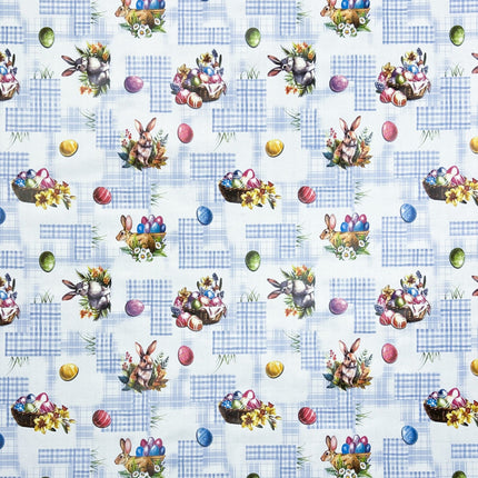Wachstuch Tischdecke Ostern hellblau