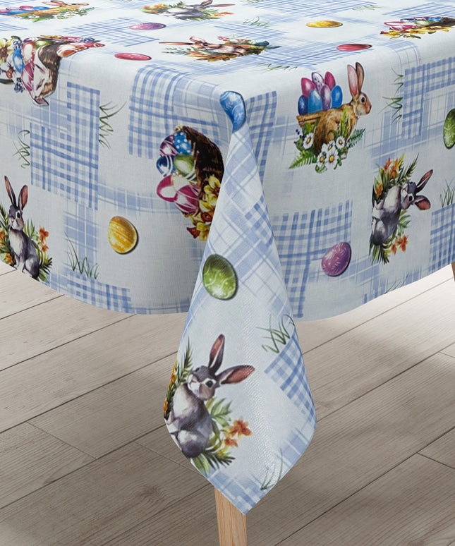 Wachstuch Tischdecke Ostern blau