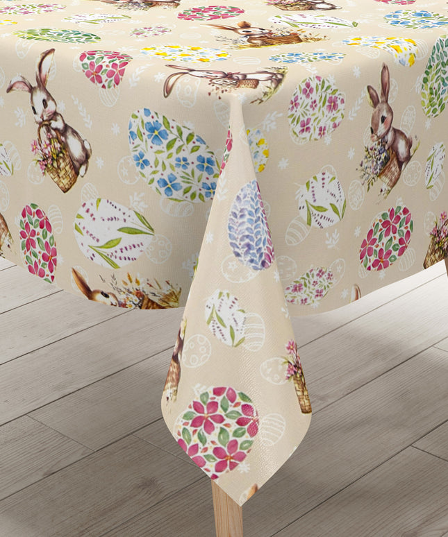 Wachstuch Tischdecke OStern Osterei Osterhase beige