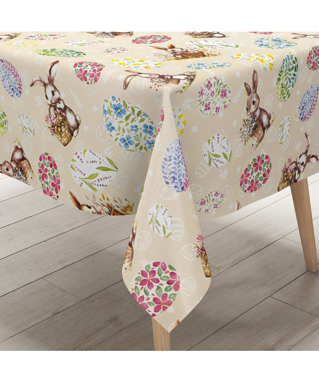 Wachstuch Tischdecke OStern Osterei Osterhase beige