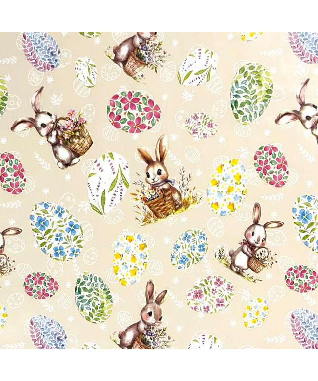 Wachstuch Tischdecke OStern Osterei Osterhase beige