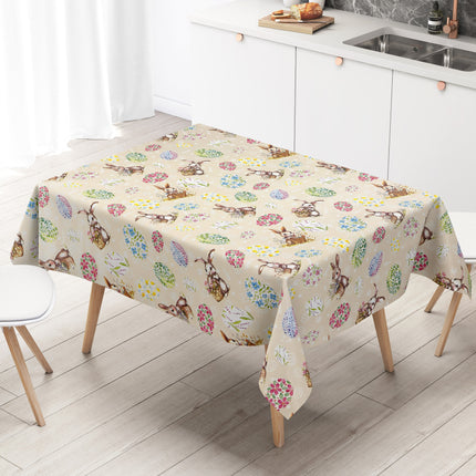 Wachstuch Tischdecke OStern Osterei Osterhase beige