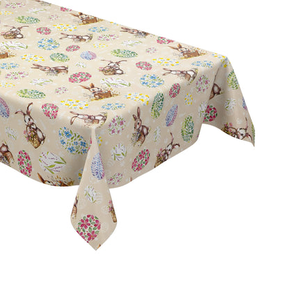 Wachstuch Tischdecke OStern Osterei Osterhase beige
