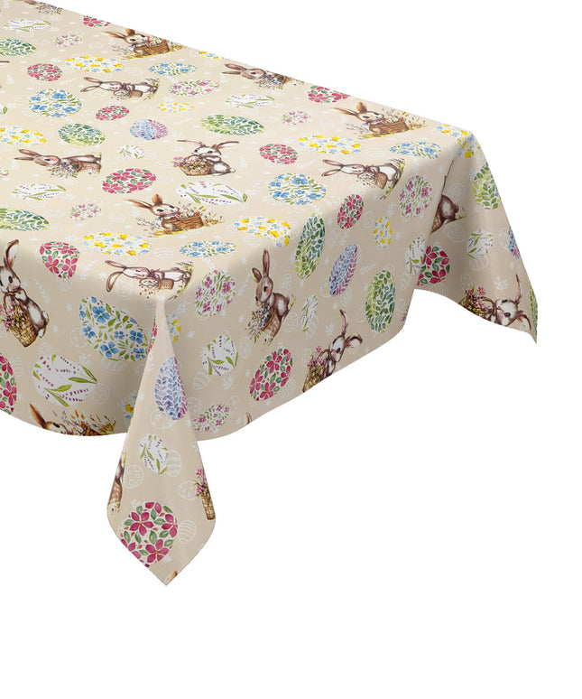 Wachstuch Tischdecke OStern Osterei Osterhase beige