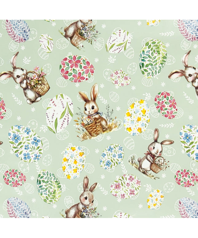 Wachstuch Tischdecke Ostern Osterhase Osterei hellgrün mintgrün