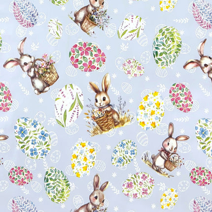 Wachstuch Tischdecke Ostern Osterhase Osterei in hellblau