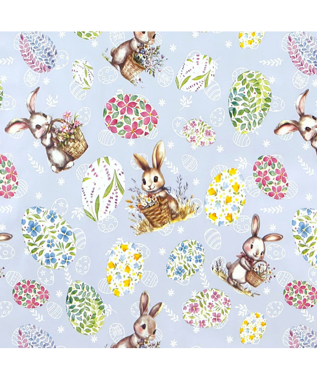 Wachstuch Tischdecke Ostern Osterhase Osterei in hellblau