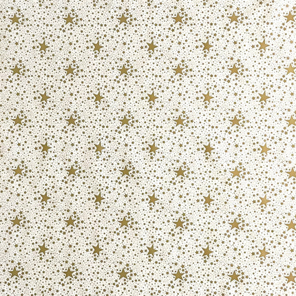 Wachstuch Rolle SONDERPOSTEN Weihnachten Sterne gold auf weiss P226-1 Rollenware