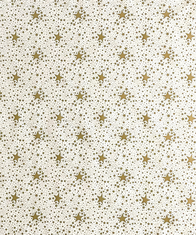 Wachstuch Rolle SONDERPOSTEN Weihnachten Sterne gold auf weiss P226-1 Rollenware