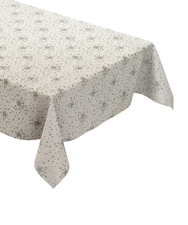 Wachstuch Tischdecke Sterne silber